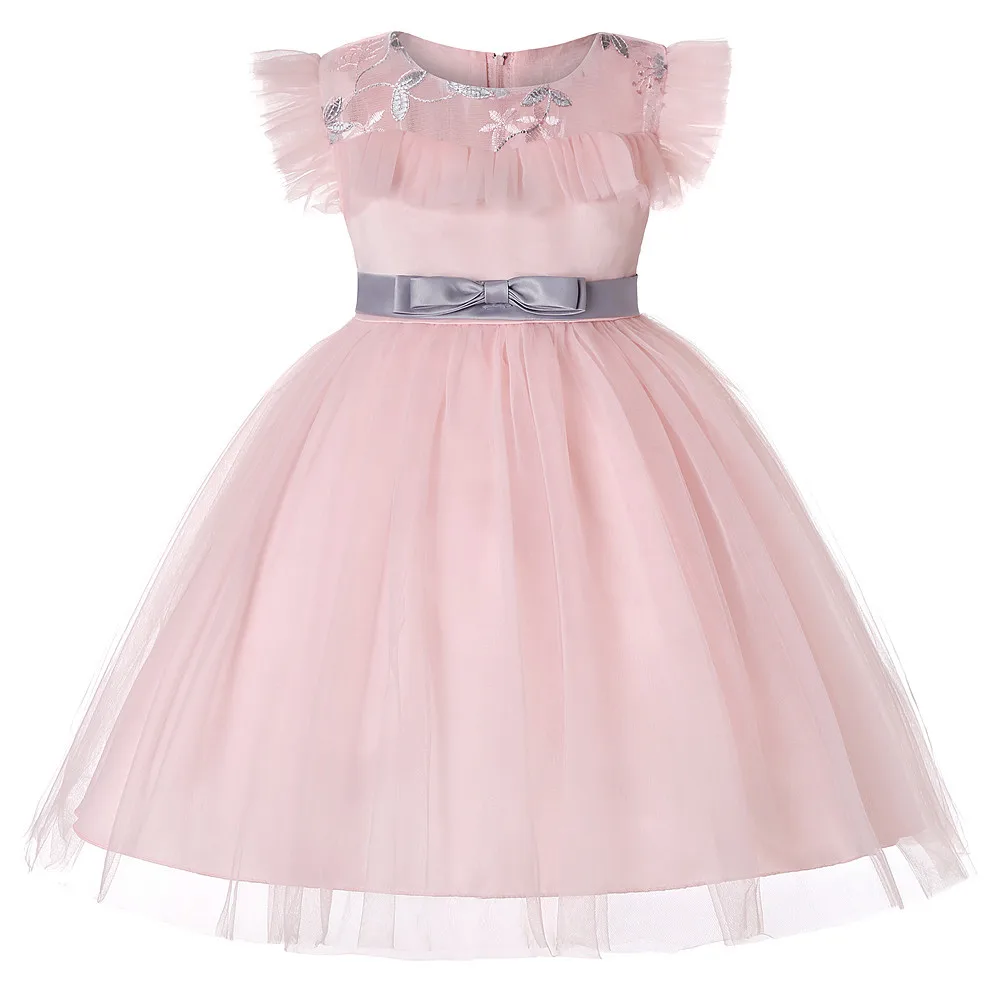 

2019 Summer Flower Girl Dresses Princess Embroidered Dress Wedding Party Little Flying Sleeves Ball Beauty Children's Dress 3-13