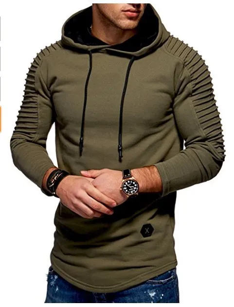 

2018 autumn winter hoodies long sleeved hoodies sleeves fold stripes with hood fleece sweatshirt men sweat a capuche homme
