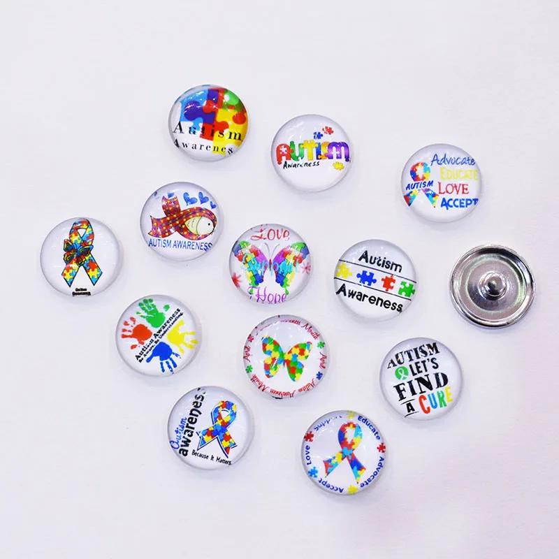 Стеклянная кнопка для осмотра аутизма ювелирные изделия подвеска рукоделия 18 мм