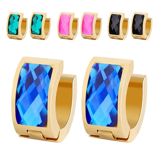Women's Crystal Golden Tone Ear Studs Hoop Huggie Wedding Party Copper Earrings BD43 | Украшения и аксессуары