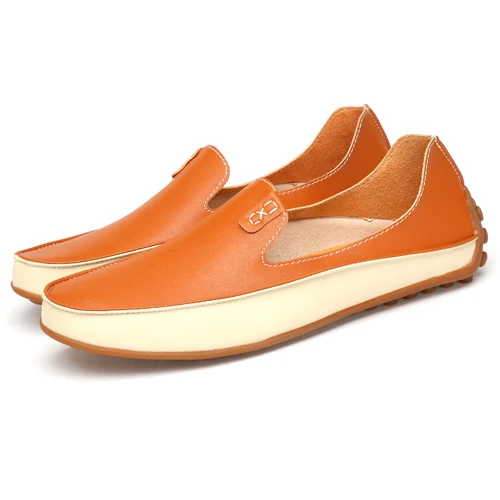 Orange URBANFIND/модные мужские кожаные лоферы, обувь для вождения большой размер 36-47, летняя мужская повседневная обувь на мягкой и массажной подошве без шнуровки на плоской подошве - Цвет: Orange