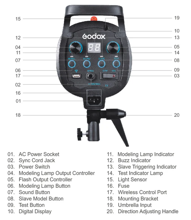 

Godox QS-800 QS800 800W 800Ws Photo Studio Flash Strobe Light Lamp Head 220V 230V 110V