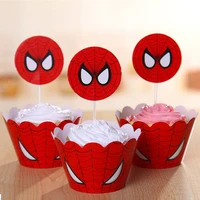 12 wrap12 topper spiderman party supplies cupcake wrappers cupcake toppers superhero baby shower kids birthday party decoration