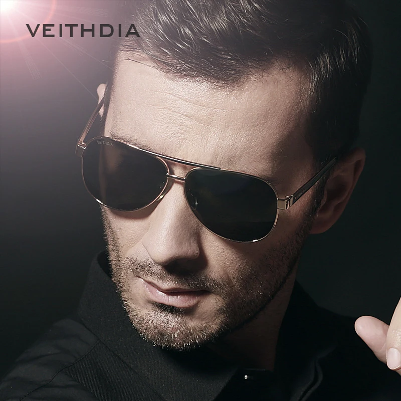 Солнцезащитные очки VEITHDIA 3152 мужские поляризационные с логотипом бренда для