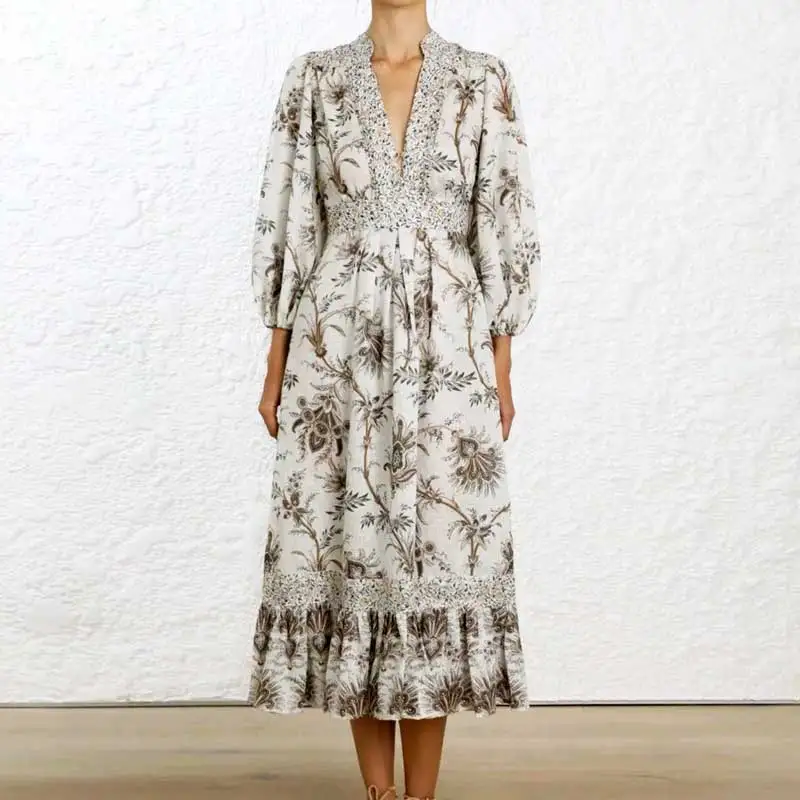 Богемный Вдохновленный Tali нагрудник спереди длинное платье цветочный принт