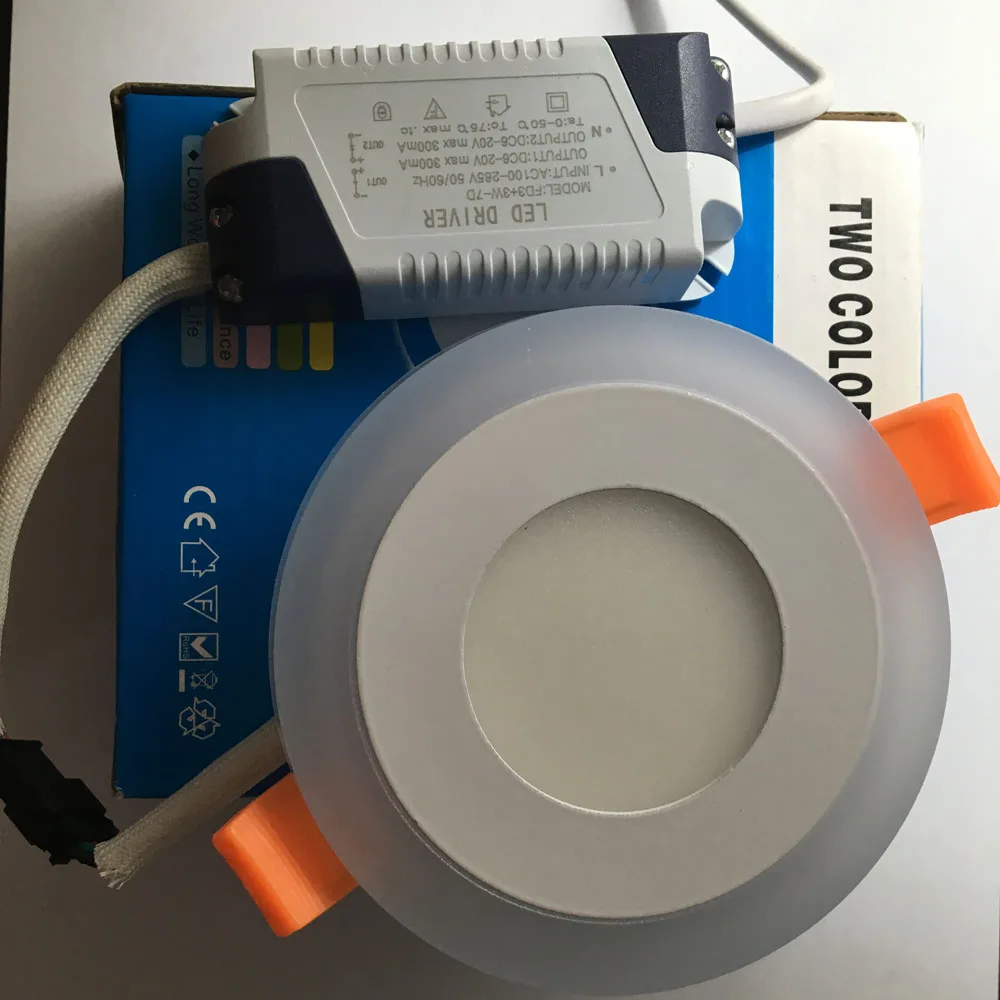 Акриловый светодиодный встраиваемый потолочный светильник RGBW двухцветный 6 Вт 9