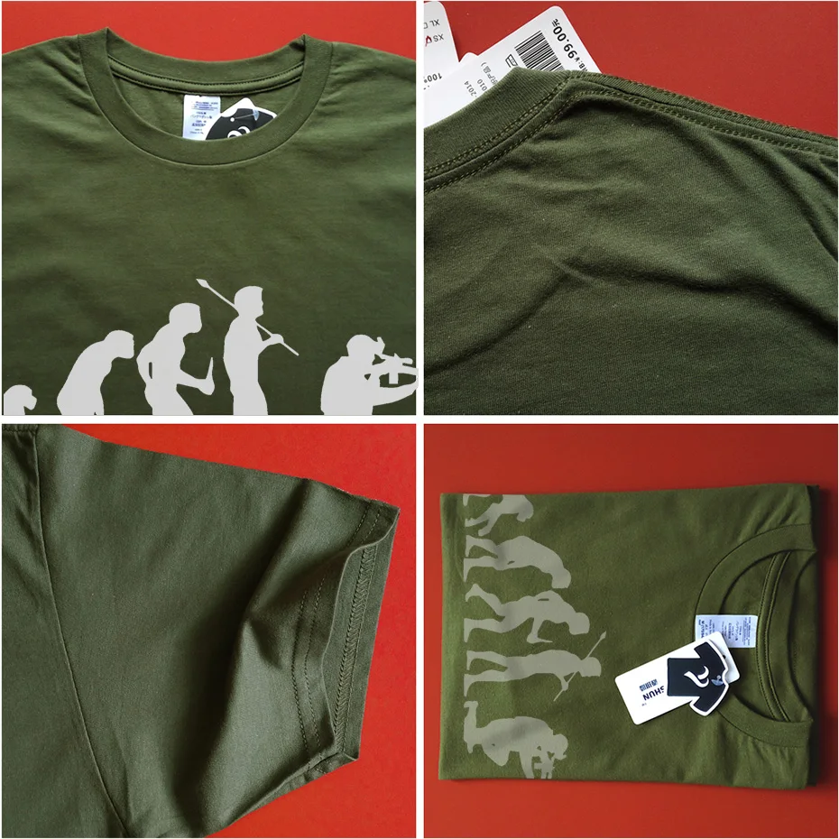 Дизайнерская креативная Футболка с принтом снайпера Evolution забавная Хлопковая