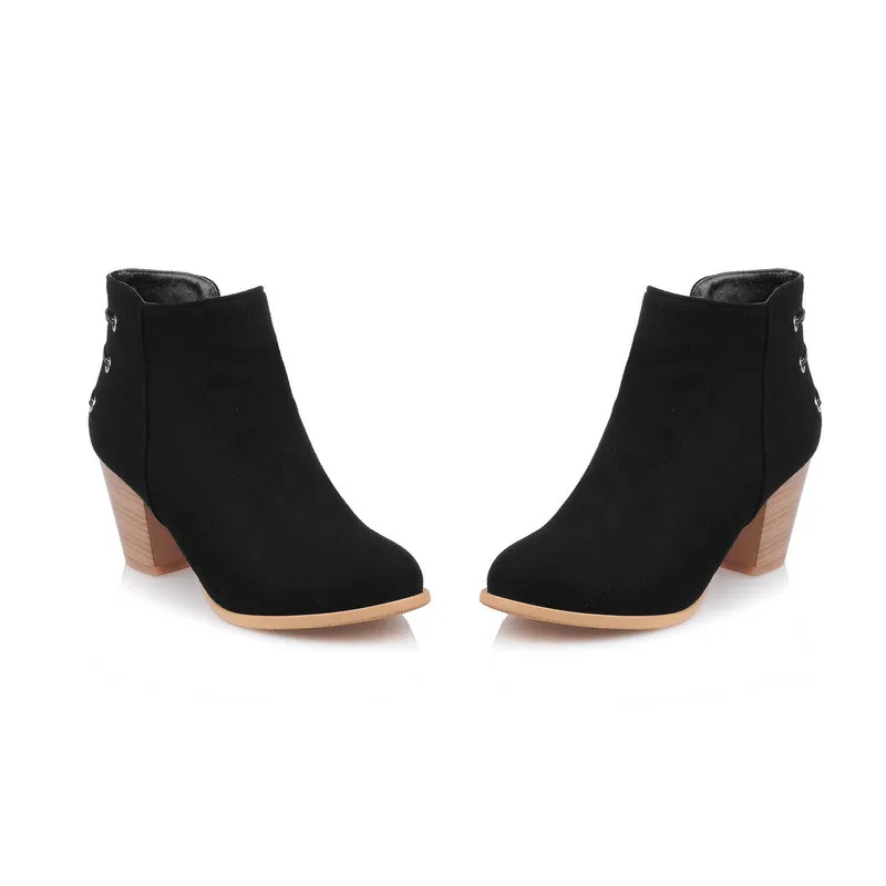 Женские ботильоны из флока ASUMER с круглым носком на высоком каблуке молнии