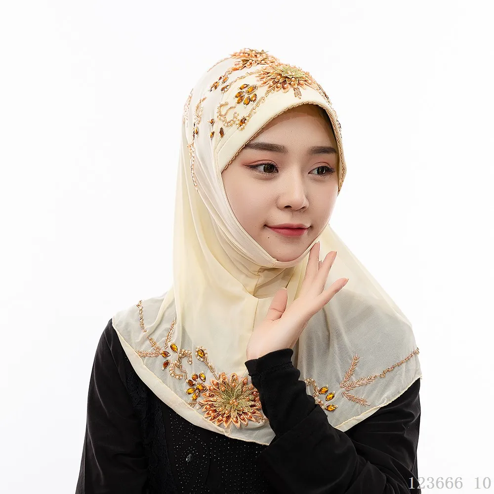muslim headscarf Новинка abaya Дубай головной убор хиджаб мусульманские шапочки под хиджаб из бисера тюрбан малазийские турецкие шарфы мгновенные хиджабы исламские продукты шапки - Цвет: muslim headscarf
