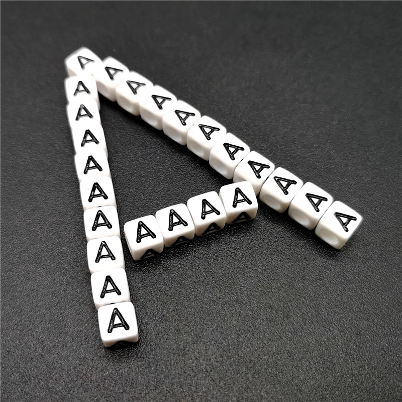 

100 шт. 6 мм Буквы A квадратные алфавитные бусины акриловые бусины для изготовления ювелирных изделий DIY браслет ожерелье аксессуары #6x6 мм A