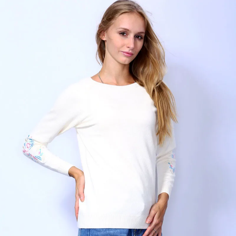 EXOTAO Autumn Winter Women Sweater Hot Flower Embroidery O-Neck Elastic Knitted Pull Femme Full Sleeved Soft Loose Ladies Tops | Женская
