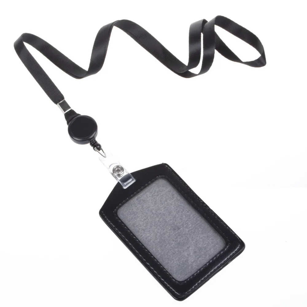 Черный кожаный держатель для карт в вертикальном стиле 5 шт. черный выдвижной