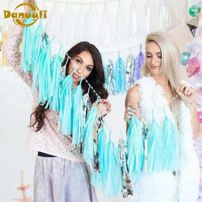 

5pcs Tissue Tassels Balloon Tassels Banner Wedding Photo Prop Birthday Decoration Pink Gold Bridal Shower Pink Gold Bridal Show