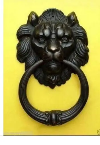 

decoration bronze factory Pure Brass Antique Exquisite Chinese Bronze Fierce Lion Head Door Knocker 7"High