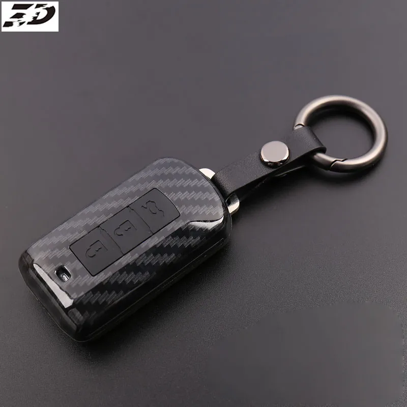 

Carbon Fiber Silicone Car Keys Accessories Key Cover For Mitsubishi Lancer 10 Pajero Sport L200 Asx Rvr Outlander