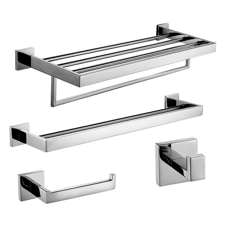 304 Stainless steel wall-mounted bathroom hardware accessories set square base toilet brush tumbler holder soap dish | Обустройство