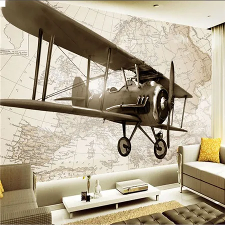 Фотообои на заказ 3D промышленный самолет Ретро ТВ диван кофе фотообои для
