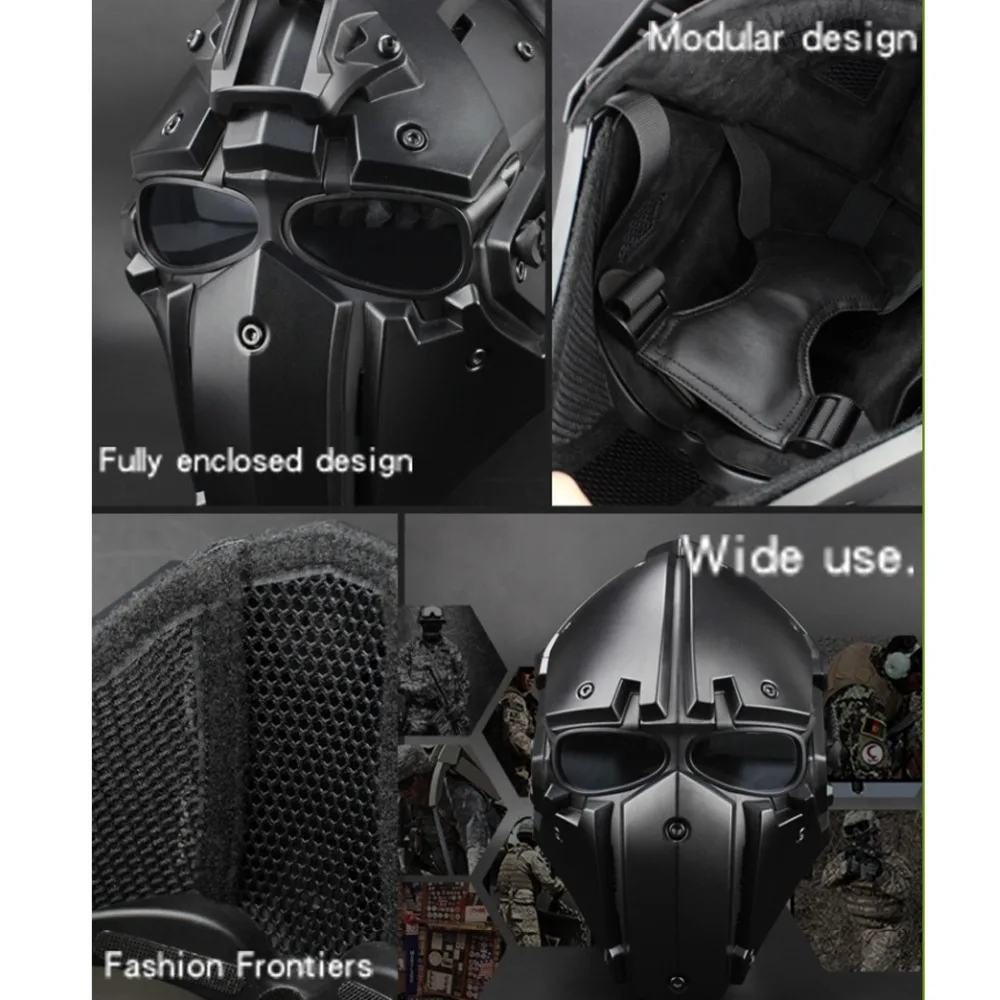 WST Тактический шлем для уличные очки страйкбола защитный полностью закрывающий