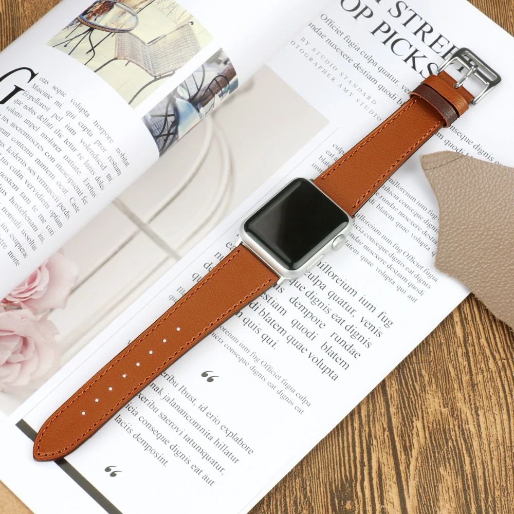 Ремешок из натуральной кожи для Apple Watch ремешок 42 мм 38 44 40 браслет спортивный iwatch