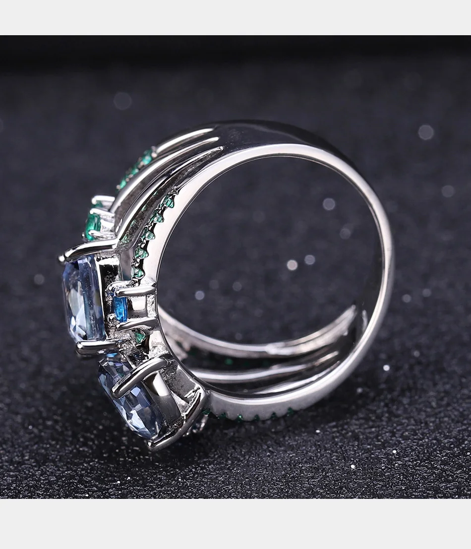 GEM'S балетные 925 пробы серебряные геометрические массивные кольца натуральный Мистический Кварц топаз драгоценный камень кольцо для женщин Свадебные украшения
