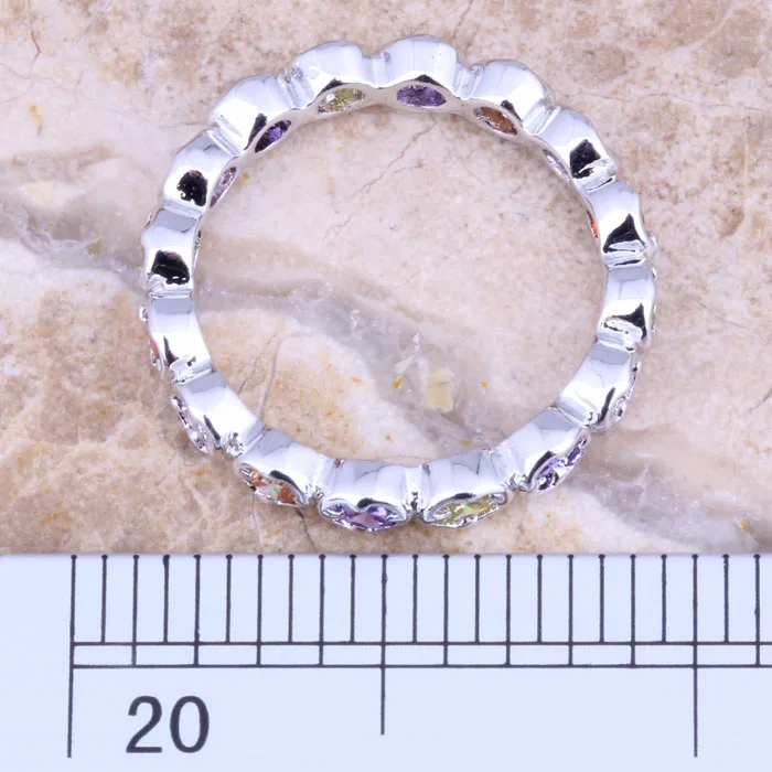 Вежливое многоцветный Multigem 925 пробы серебро высококачественное кольцо Размер