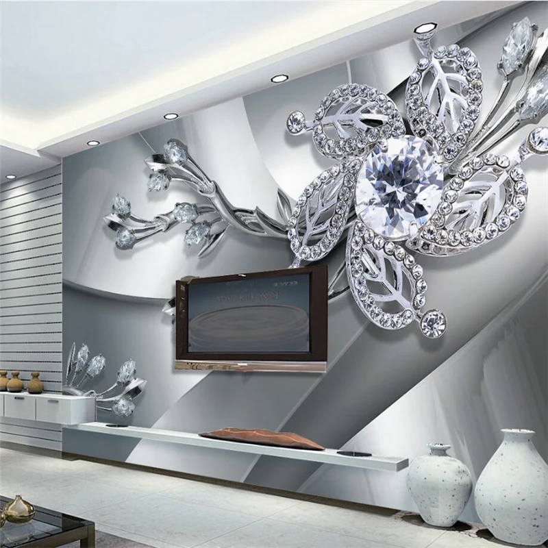 

beibehang papel de parede Custom Photo Wallpaper 3D Fresco Wall Sticker Cool Metal Taste Jewelery TV Background 3d wall paper