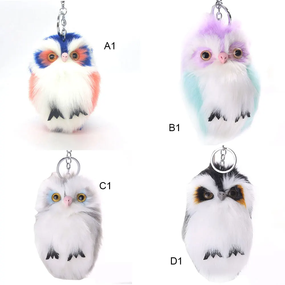Imitation Rabbit Hair Key Ring Owl Pendant Ball Cute Animal Fur Bag Keychain | Украшения и аксессуары
