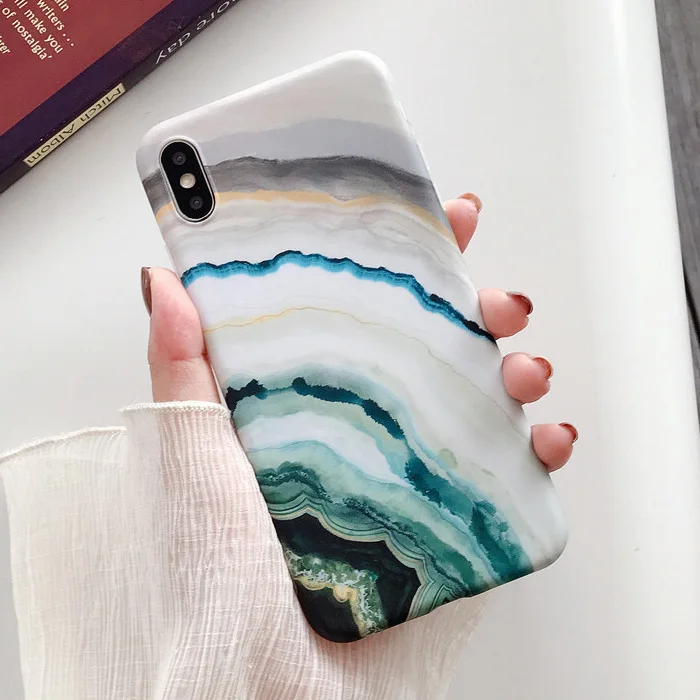 Style 2 LACK ретро текстура мрамор мягкий IMD чехол для телефона для iPhone 11 11Pro Max X XS Max XR 6 6S 7 8 Plus карамельный цвет матовая задняя крышка - Цвет: Style 2