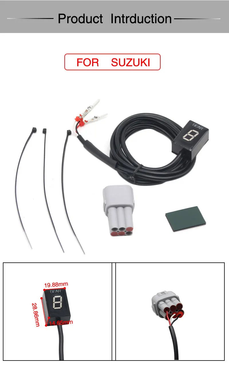 ZSDTRP Ecu штекер крепление 6 скоростей мотоцикл шестерни дисплей индикатор 1-6 уровень индикатор передач для Honda Harley Kawasaki Yamaha Suzuki