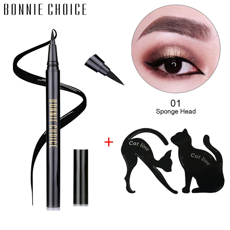 BONNIE CHOICE 1 шт. Черная Подводка для глаз с ручкой и картой кошачьих долговечная