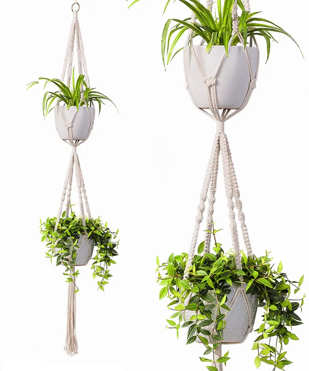 Macrame plant holder Plant Hook - Handmade Indoor Hanging Flower Pot Holder Modern Bohemian Home Decoration | Дом и сад