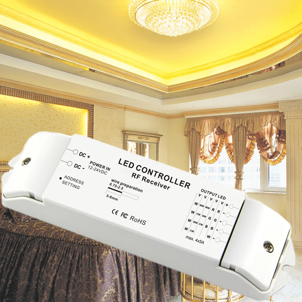 Новый RGB/RGBW контроллер Светодиодная лента приемник T3 + R4 выходной ток Макс 5Ax4CH DC 12v