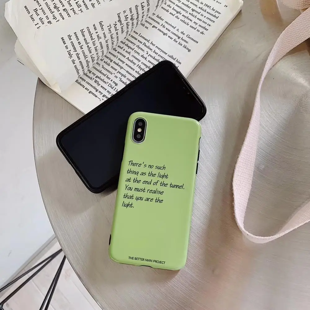 Words Pattern Case For Apple iphone 6 6s 7 8 Plus X XR XS Max Fancy Green Gray Back Cover 6plus 7plus 8plus XSMax TPU Soft Cases | Мобильные