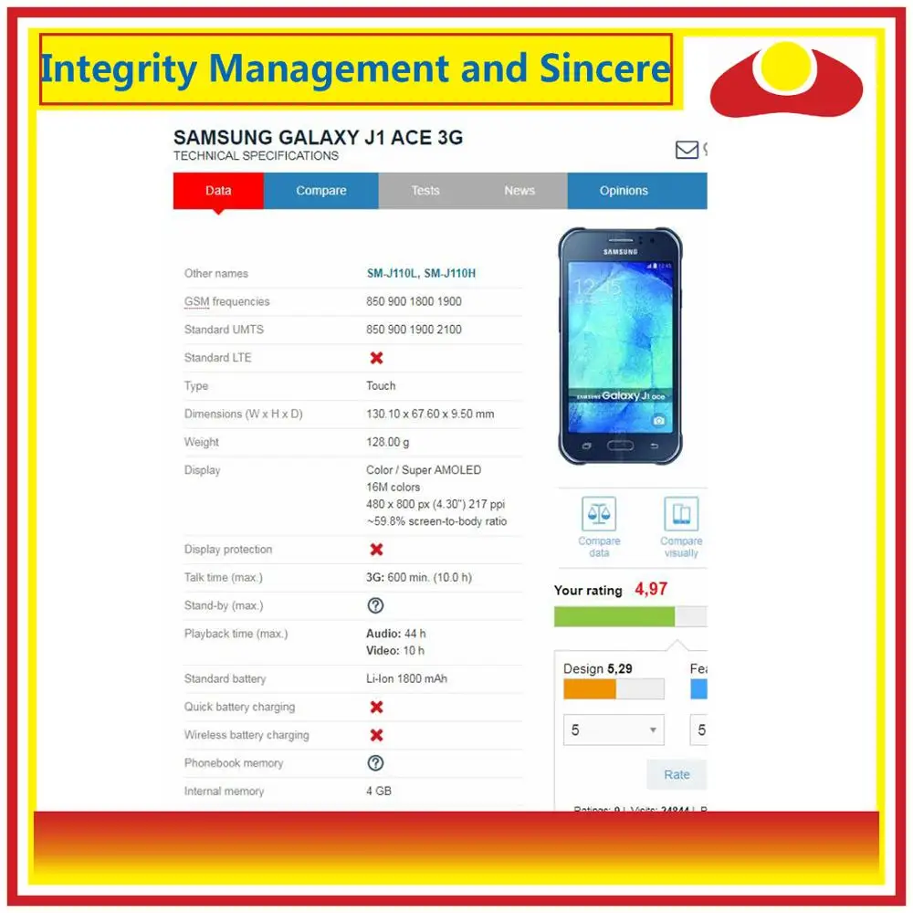 10 шт./лот для Samsung Galaxy J1 Ace J110 J110H J110F J110FM сенсорный экран внешняя стеклянная линза