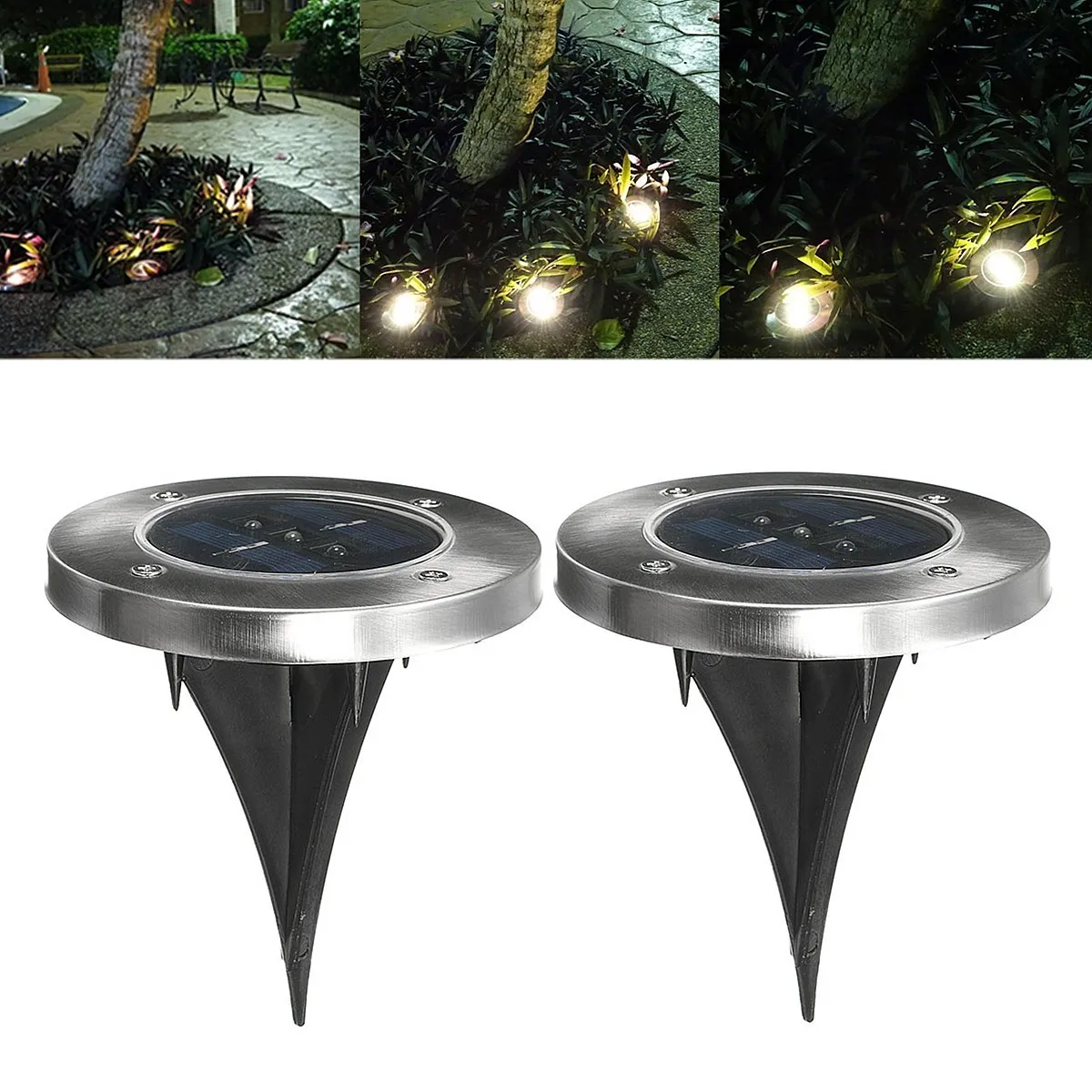 

Solar Powered Underground lighting Lamp 3 leds Round ground Waterproof Garden Yard Road Lawn Pathway Light Lamp
