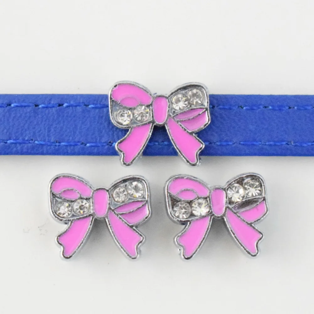 8 мм отверстие розовый бант ленты слайд амулеты скользящие бусины DIY аксессуары