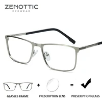 zenottic alloy square prescription glasses men optical myopia clear eye glasses frame anti blue ray photochromic eyeglasses 2020