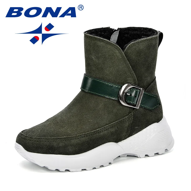 BONA/теплые детские зимние ботинки для детей; коллекция года; сезон осень; Новая удобная зимняя детская обувь для мальчиков; милые ботинки для девочек на нескользящей плоской подошве с круглым носком