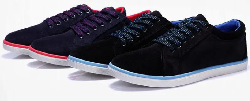 Мужские парусиновые туфли темно-синие повседневные на плоской подошве обувь для