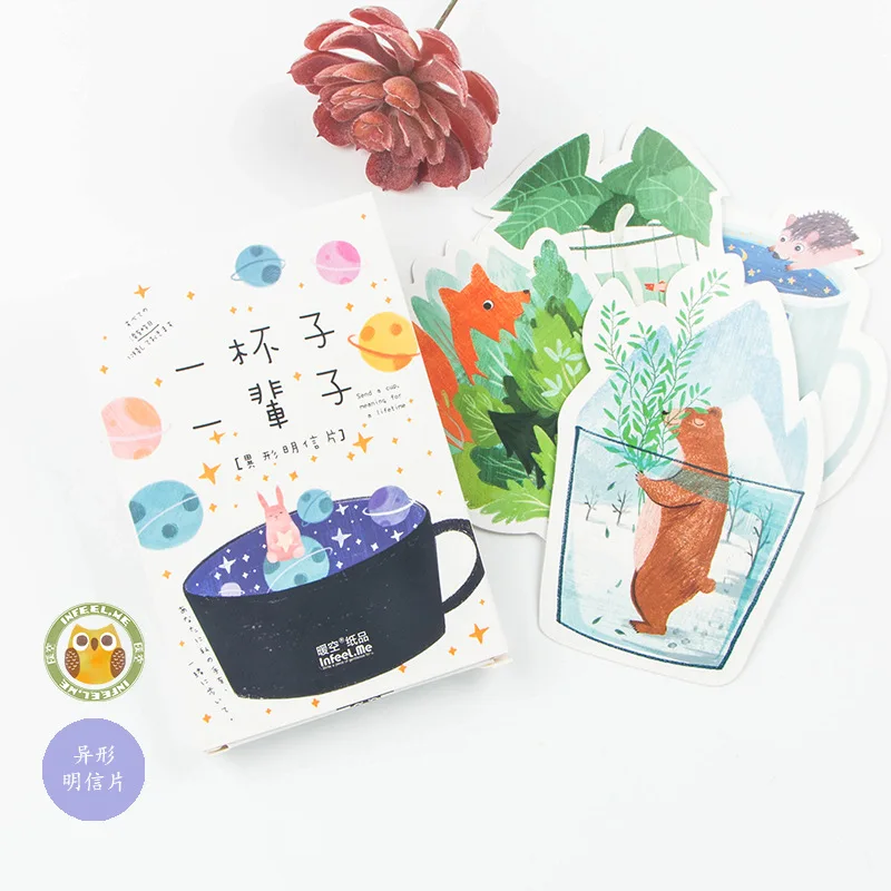 30 шт./лот милые открытки на всю жизнь в форме животного|cup shape|cup cupscup cute |