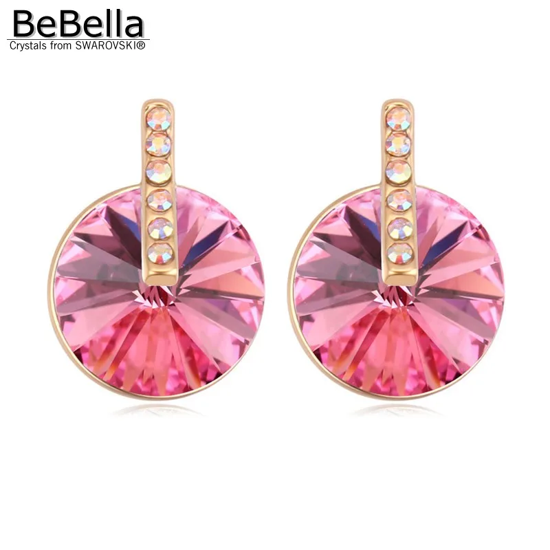 BeBella модные круглые серьги гвоздики с кристаллами Сваровски оригинальные