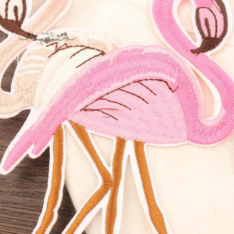 Большие красивые розовые нашивки с фламинго нашивка вышивкой утюгом для одежды