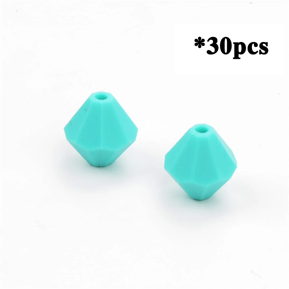 turquoise LOFCA 30 шт. алмазные Силиконовые бусы для прорезывания зубов ромб Прорезыватель для зубов пищевого класса DIY ювелирные изделия кулон ожерелье силиконовые свободные бусины - Цвет: turquoise