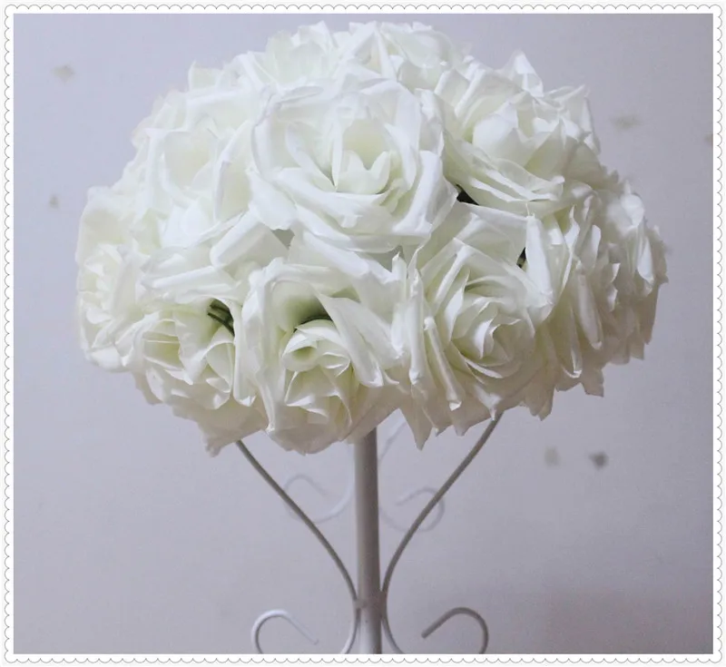 

30cm*10 pcs Rose kissing ball artificial silk flower wedding decoration ivory color-2015 Newly design