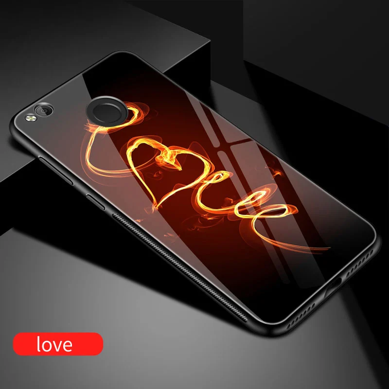 For xiaomi redmi 4X case Luxury Tempered Glass Cover Soft TPU Silicone Bumper for pro |
