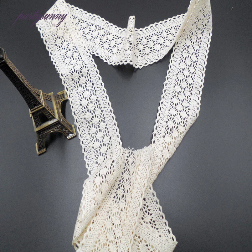 PF 10Yards/lot 6cm Wide Lace Ribbon White Cotton Fabric Applique Fringe Trim for Needlewor Dress Sewing Supplies HB006 | Дом и сад