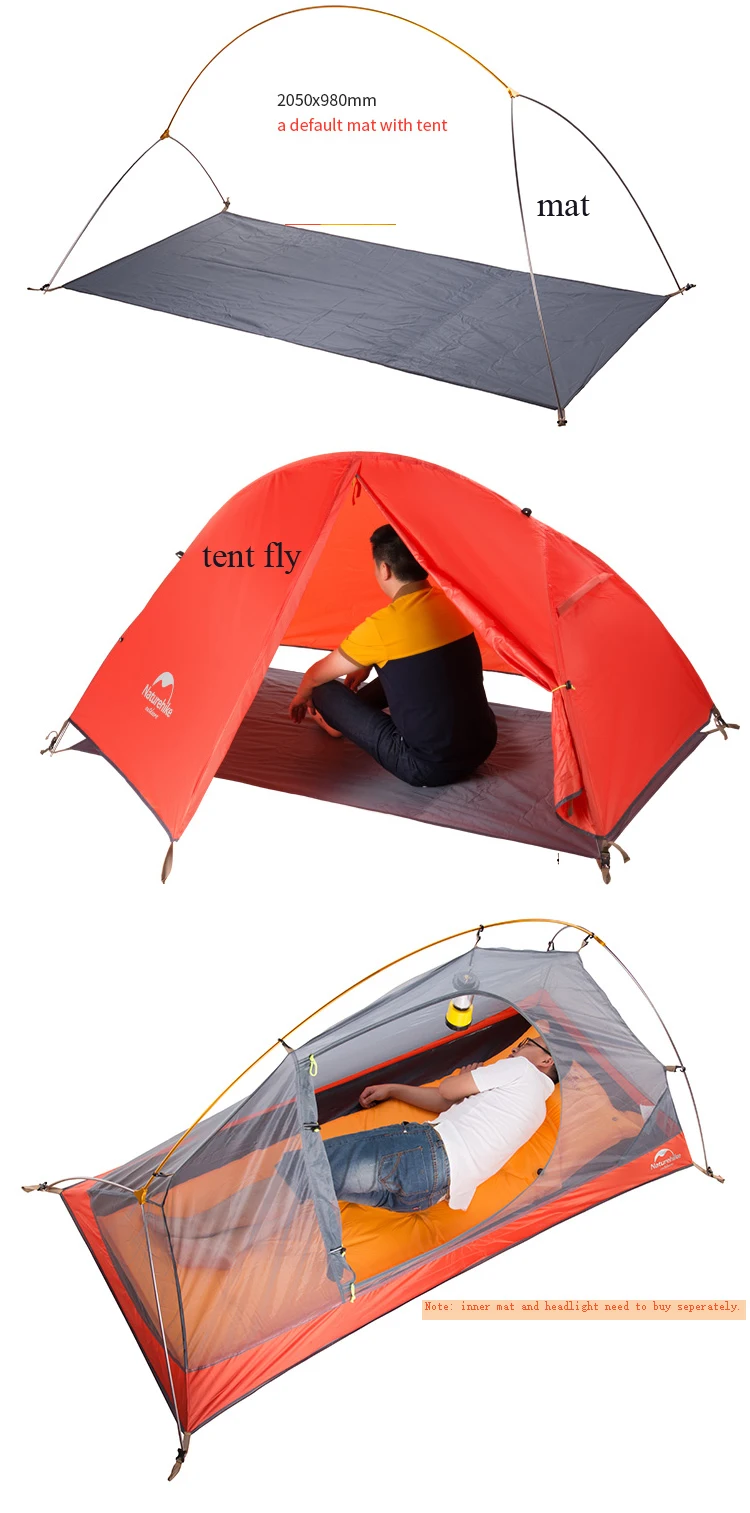 Naturehike велосипедный рюкзак Палатка Сверхлегкий 20D/210T для 1 человека NH18A095-D