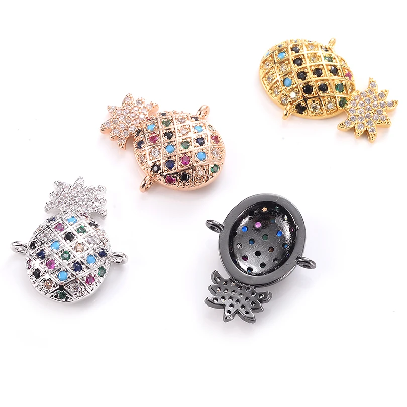 Neovivi Pineapple Charms Pave Colorful Cublc Zircon Brass Bling Spacer Beads for Jewelry Making Bracelets Necklaces DIY | Украшения и