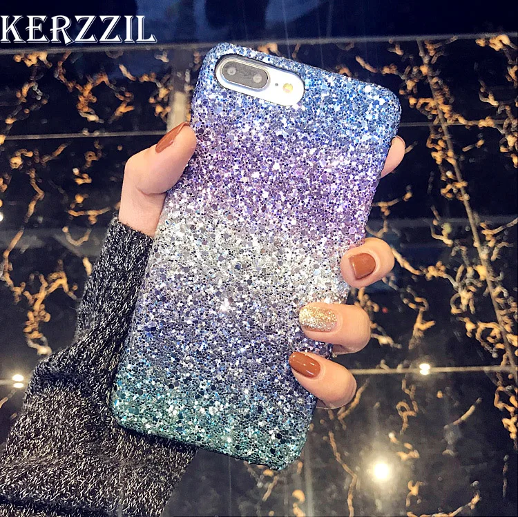Kerzzil звездное небо градиентная вспышка порошковые Чехлы для iPhone 7 8 6 6S Plus