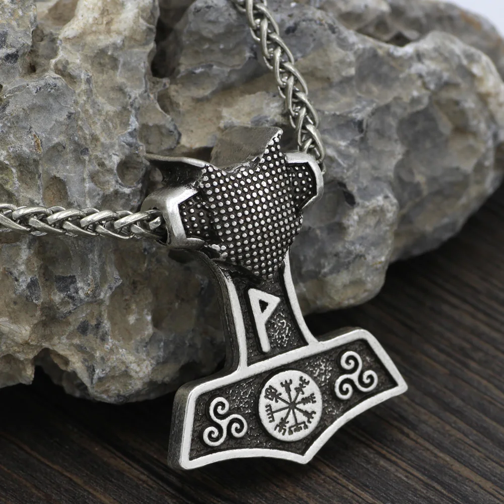 Мужской амулет Руна викингов Молот Тора Vegvisir Triskelion символ Одина кулон ожерелье с